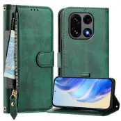 OnePlus 15 Plånboksfodral Zipper Pocket Multiple Konstläder (Grön)