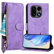 OnePlus 15 Plånboksfodral Zipper Pocket Multiple Konstläder (Lila)