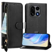 OnePlus 15 Plånboksfodral Zipper Pocket Multiple Konstläder (Svart)