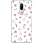 Mobilskal till OnePlus 6 med Blommor och fjärillar