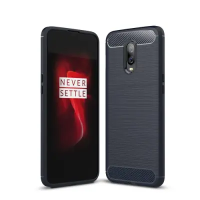 Carbon Brushed Flexicase Skal till OnePlus 6T - Blå