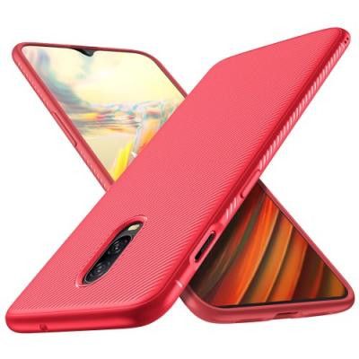 Twill Texture Flexicase Skal till OnePlus 6T - Röd