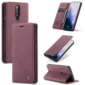CASEME 013 för OnePlus 7 Pro Fodral PU Läder Vinröd