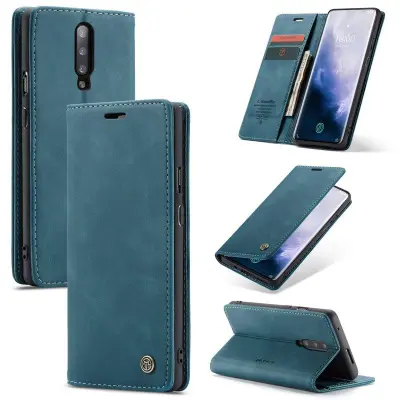 CASEME 013 OnePlus 7 Pro Skal Auto-absorberande PU Läder Blå