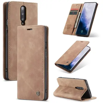 CASEME 013 Series OnePlus 7 Pro Fodral PU Läder Brun