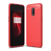 Skal i Kolfiber-design till OnePlus 7 - Röd