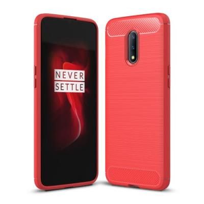 Skal i Kolfiber-design till OnePlus 7 - Röd