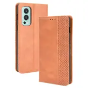 OnePlus Nord 2 5G Plånboksfodral Retro Style Flip Stativ (Brun)