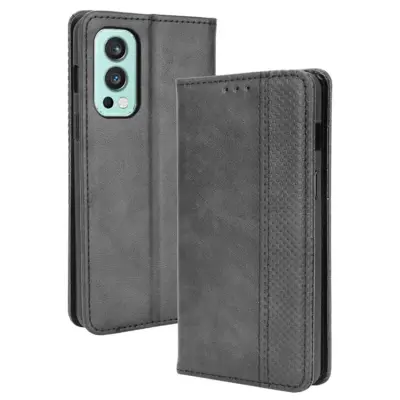 OnePlus Nord 2 5G Plånboksfodral Retro Style Flip Stativ (Svart)