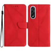 OnePlus Nord 5 Plånboksfodral Präglad Läder - Röd