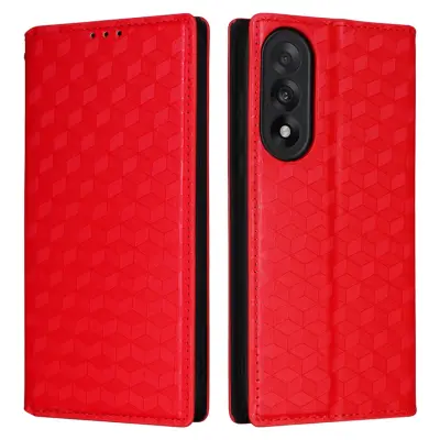 OnePlus Nord 5 Plånboksfodral Rhombus Imprint - Röd