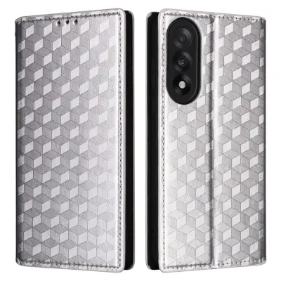 OnePlus Nord 5 Plånboksfodral Rhombus Imprint - Silver