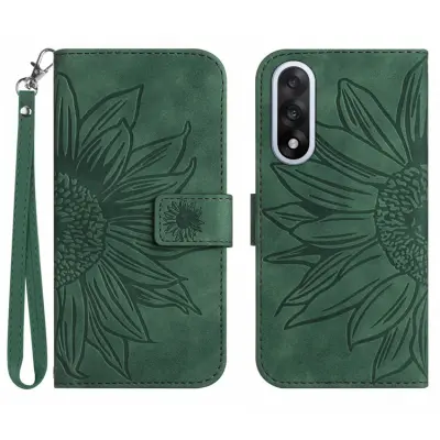 OnePlus Nord 5 Konstläder Plånboksfodral Sunflower Imprint - Grön