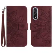OnePlus Nord 5 Plånboksfodral Sunflower Imprint - Vinröd
