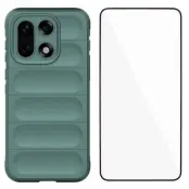 WANLONFENG OnePlus 15 5G Mobilskal med Härdat Glas (Armégrön)