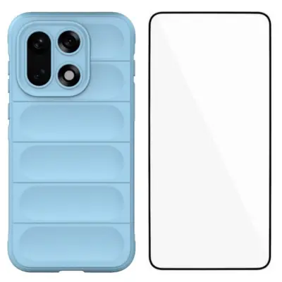 WANLONFENG OnePlus 15 5G Mobilskal med Härdat Glas (Babyblå)