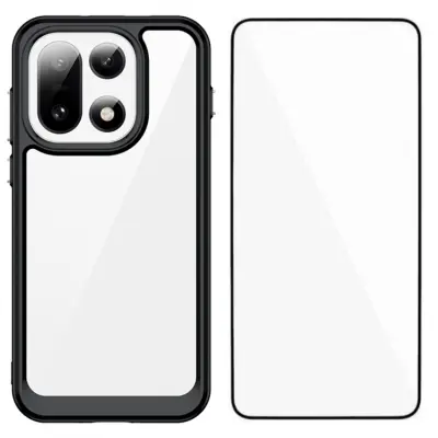 WANLONFENG OnePlus 15 Mobilskal Acrylic med Härdat Glas (Svart)