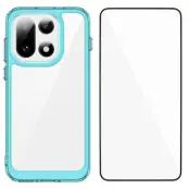 WANLONFENG OnePlus 15 Mobilskal Acrylic med Härdat Glas (Transparent Blå)