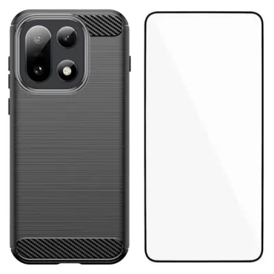 WANLONFENG OnePlus 15 Mobilskal Hole med Härdat Glas (Svart)