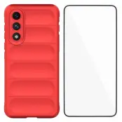 WANLONFENG OnePlus Nord 5 Mobilskal med Härdat glas - Röd