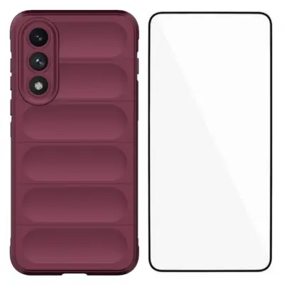 WANLONFENG OnePlus Nord 5 Mobilskal med Härdat glas - Vinröd