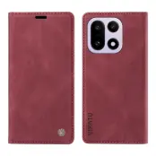 YIKATU OnePlus 15 5G Plånboksfodral Skin-Touch (Vinröd)