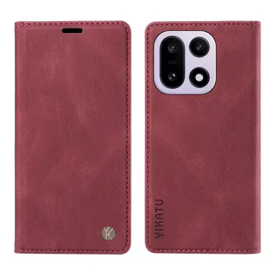 YIKATU OnePlus 15 5G Plånboksfodral Skin-Touch (Vinröd)