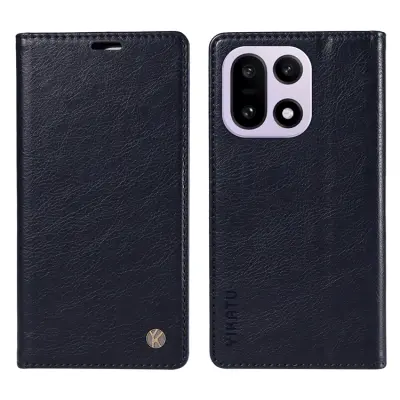 YIKATU OnePlus 15 Plånboksfodral Litchi Closure Konstläder (Marinblå)