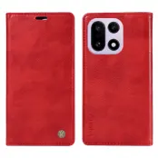 YIKATU OnePlus 15 Plånboksfodral Litchi Closure Konstläder (Röd)