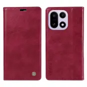 YIKATU OnePlus 15 Plånboksfodral Litchi Closure Konstläder (Vinröd)