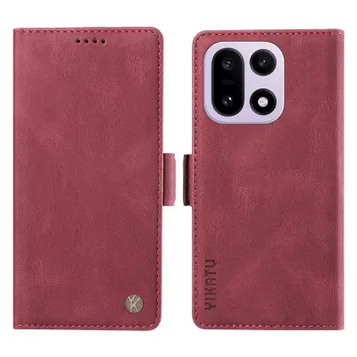 YIKATU OnePlus 15 Plånboksfodral Skin-touch Feeling (Vinröd)