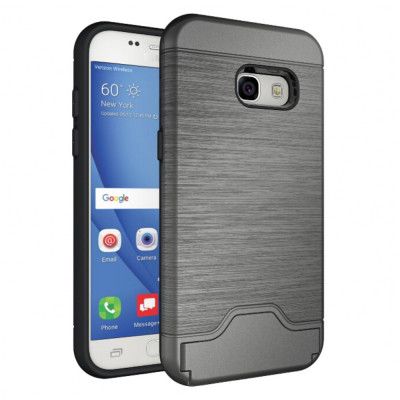 Brushed Mobilskal med kortfack Samsung Galaxy A3 2017 - Grå