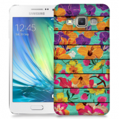 Skal till Samsung Galaxy A3 - Blommor - turkost trä