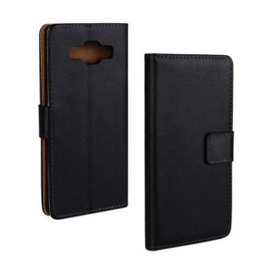 Äkta Läder Plånboksfodral till Samsung Galaxy A5 - Svart