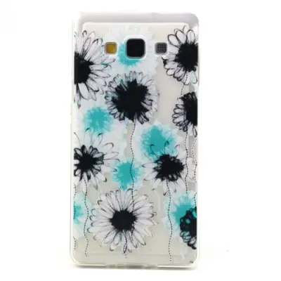 Flexicase Skal till Samsung Galaxy A5 - Turkos-Svarta blommor