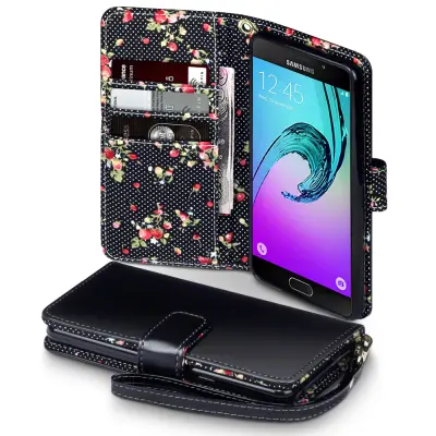Floral Plånboksfodral till Samsung Galaxy A5 (2016) - Svart