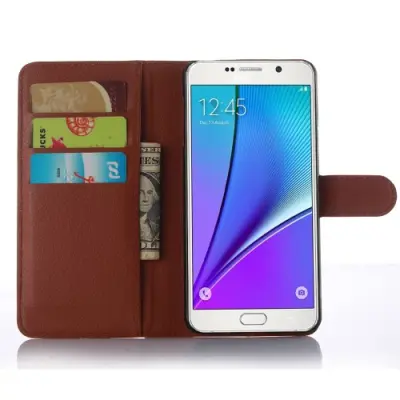Litchi Plånboksfodral till Samsung Galaxy A5 (2016) - Brun