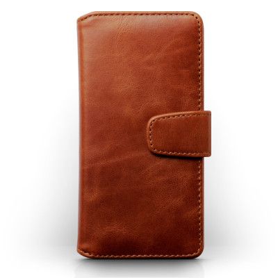 Plånboksfodral av äkta läder till Samsung Galaxy A5 (2017) - Cognac