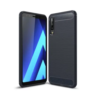Carbon Brushed Flexicase Skal till Samsung Galaxy A7 (2018) - Blå