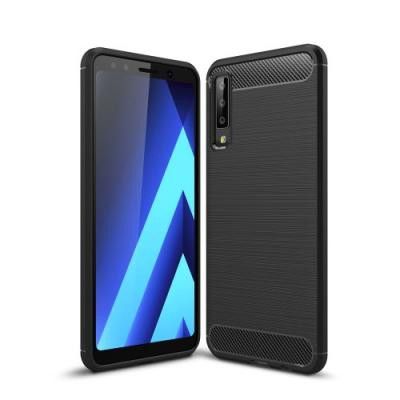 Carbon Brushed Flexicase Skal till Samsung Galaxy A7 (2018) - Svart
