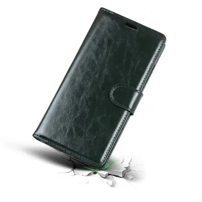 Crazy Horse Premium Plånboksfodral för Samsung Galaxy A7 2018 - Grön