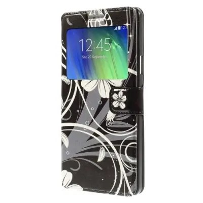 Mobilfodral med Fönster till Samsung Galaxy A7 - Svart Blomma