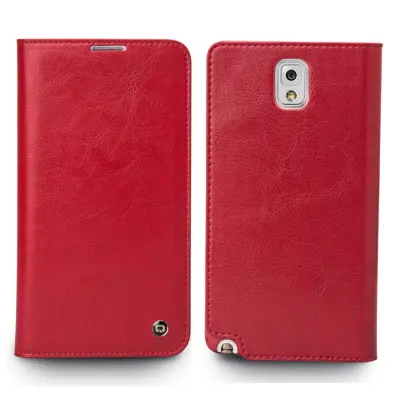 Qialino Äkta Läder Plånboksfodral till Samsung Galaxy Note 3 N9000 (Röd)