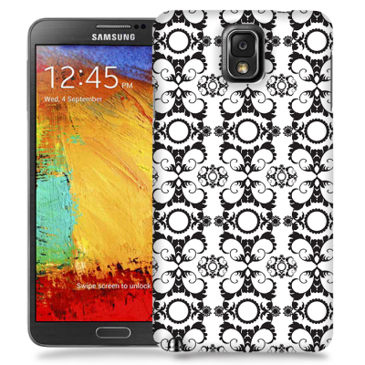 Skal till Samsung Galaxy Note 3 - Mönstrad tapet - Vit/Svart