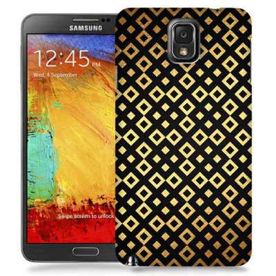 Skal till Samsung Galaxy Note 3 - Rutmönster - Svart/Guld