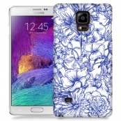 Skal till Samsung Galaxy Note 4 - Blommor - Blå/Vit