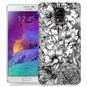 Skal till Samsung Galaxy Note 4 - Blommor - Svart/Vit
