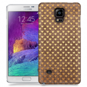 Skal till Samsung Galaxy Note 4 - Canvas Hjärtan - Guld/Brun
