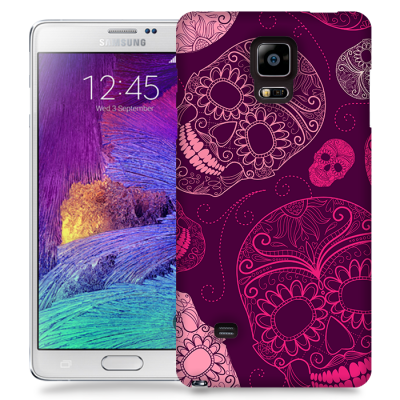 Skal till Samsung Galaxy Note 4 - Glada dödskallar - Lila