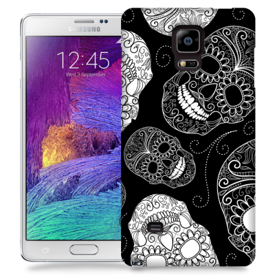Skal till Samsung Galaxy Note 4 - Glada dödskallar - Svart
